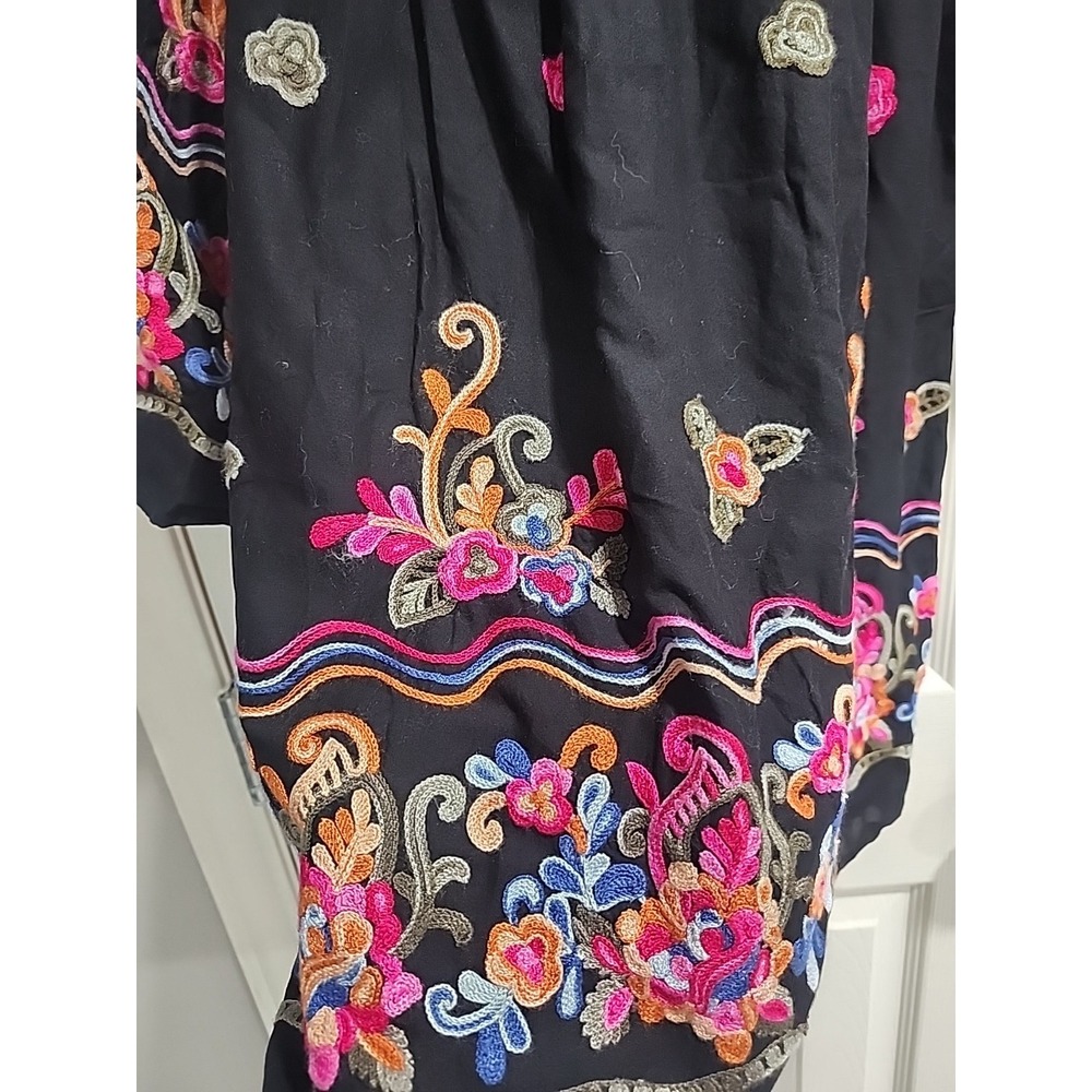 Studio West Black Off-Shoulder Embroidered Tunic - Picture 8 of 13